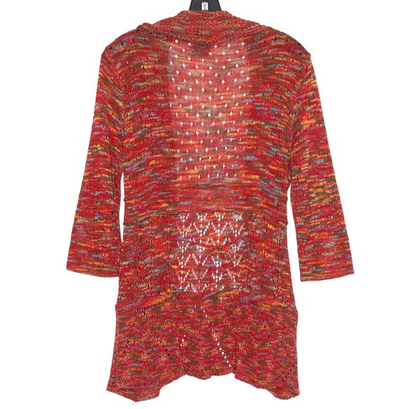 Neslay Paris Cardigan Sweater 3/4 Sleeve Y2K Boho Cottage Coastal Rainbow M/L - Picture 2 of 6